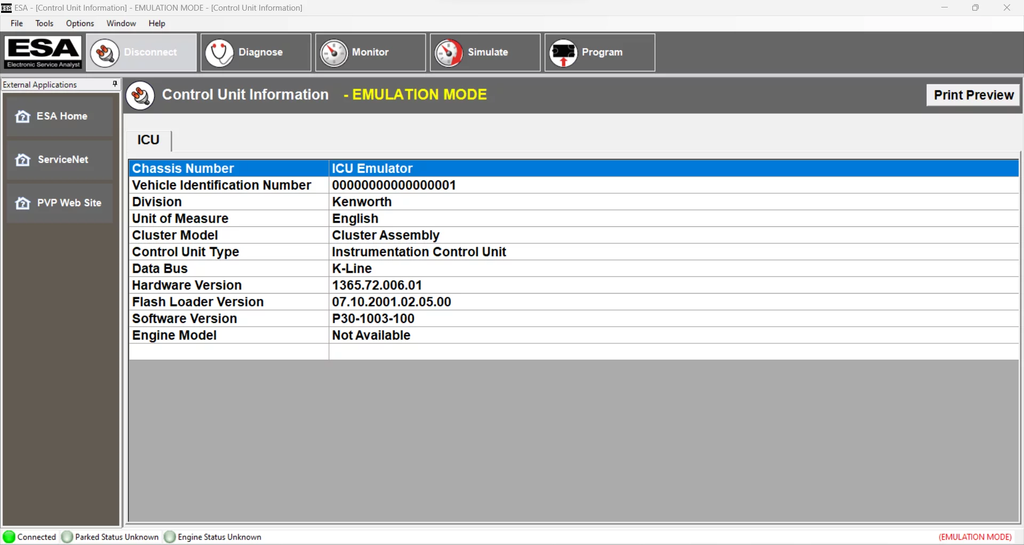 Paccar ESA 5.7.0 (Kenworth & Peterbilt) SW Programming Files 02.2025