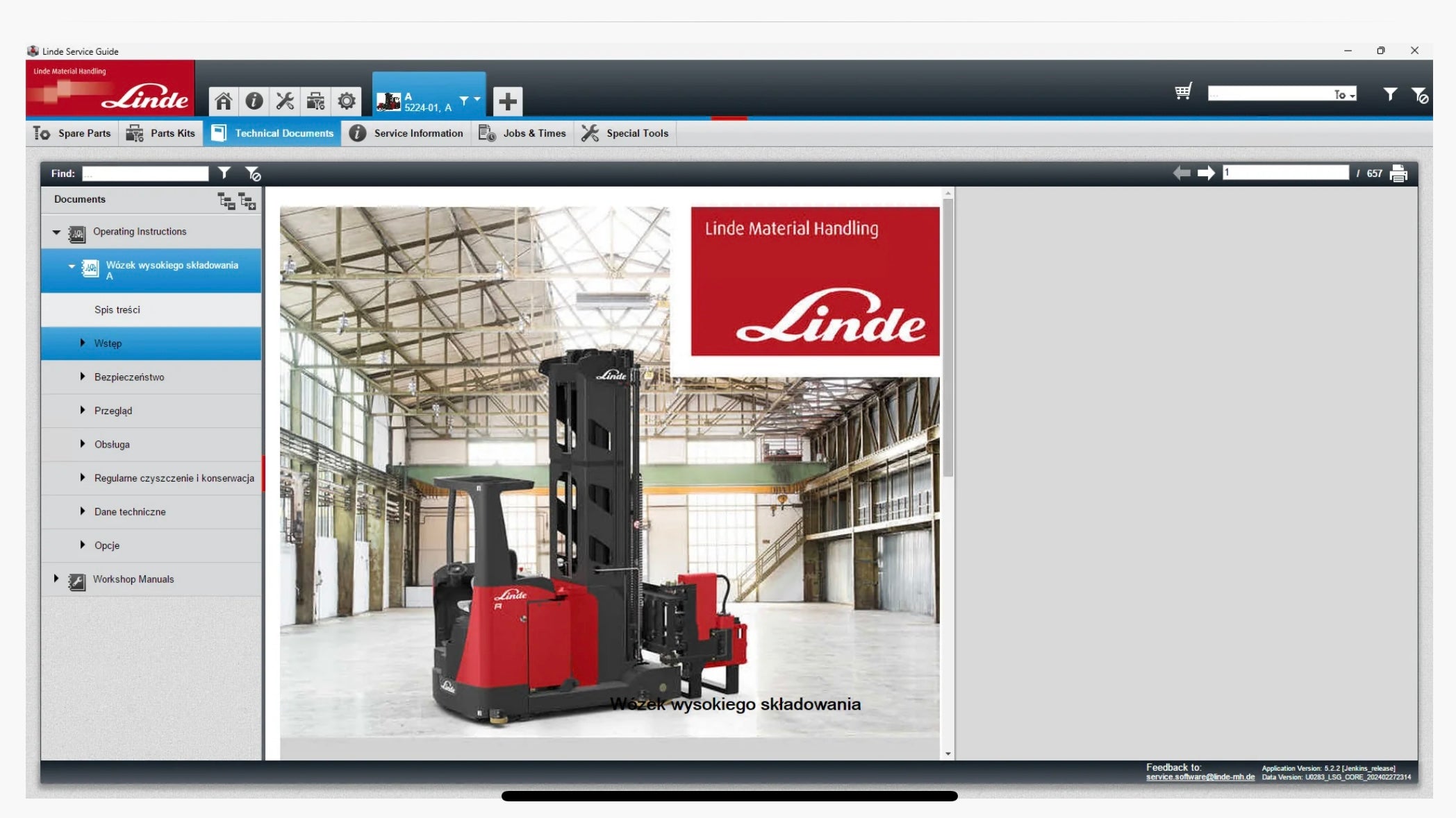 Linde Service Guide LSG 5.2.2 Update 0283 [2024.02]