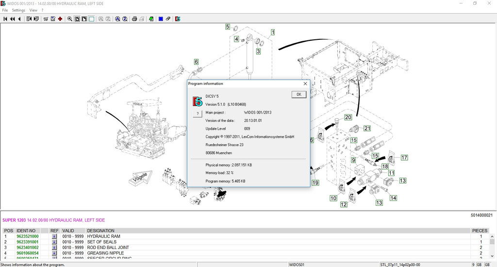 Wirtgen WIDOS Spare Parts Catalog [01.2013]